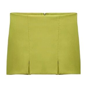 Zara Women's Lime Green Micro Mini Skirt With Front Slits Size Small / Medium